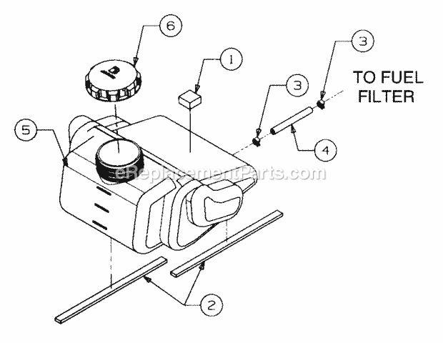 Fuel Tank Diagram and Parts List for 13A-224F100 Cub Cadet Lawn Tractor